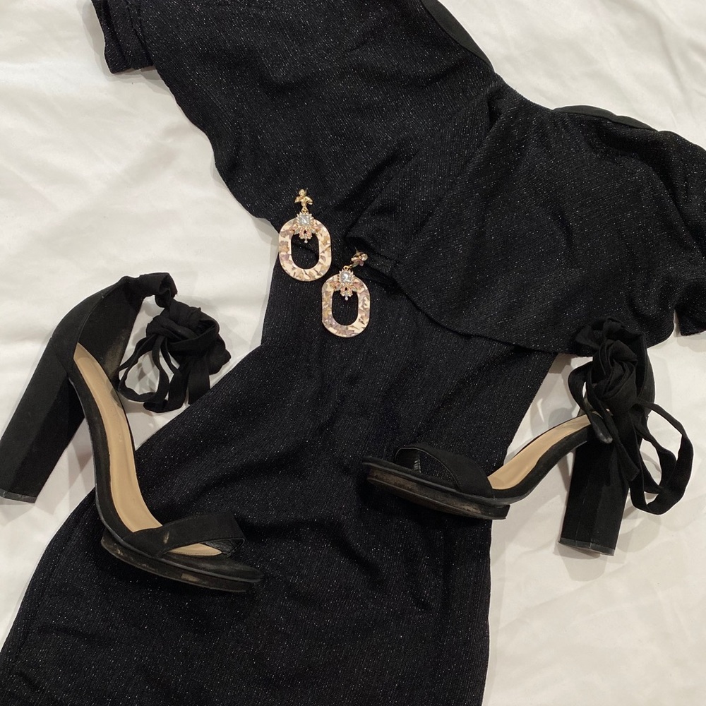 Black Glittery Mini Dress